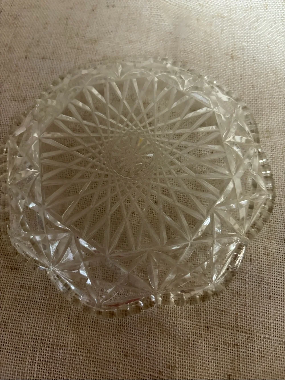 Avon Fostoria Diamond Point Stars Glass Covered Dish Candy Butter 6” 2 Piece